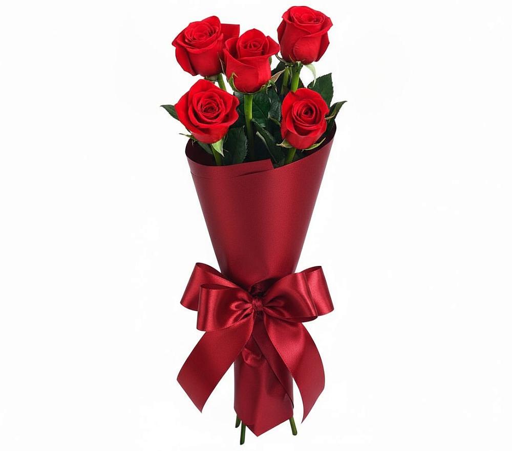 Букет 5 Красных роз Эдлесс Лав в Скобелевской Краснодарский край