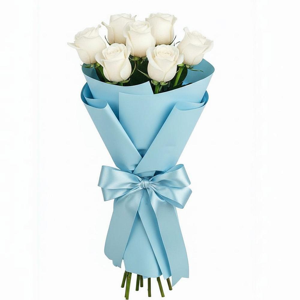 Букет 7 белых роз Проуд в Скобелевской Краснодарский край