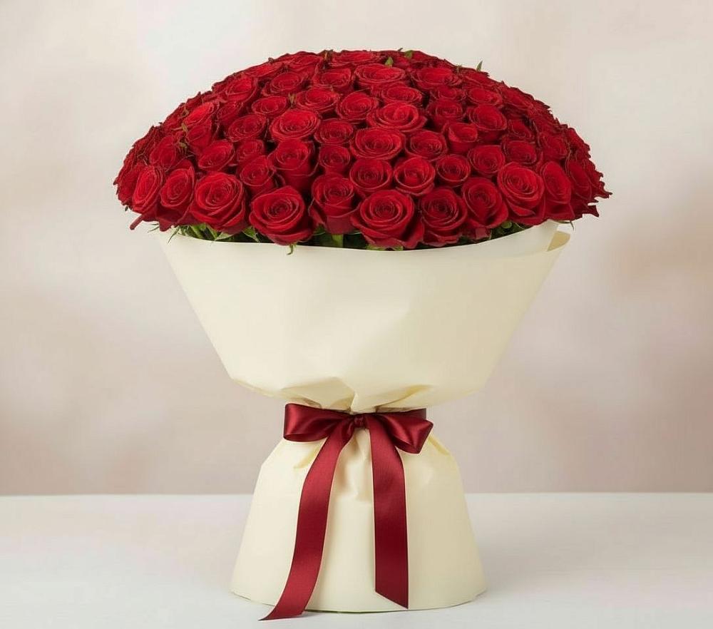 Букет 101 Красная роза Милано в Скобелевской Краснодарский край