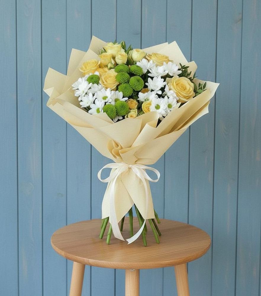 Букет цветов из: Хризантемы и Розы в Скобелевской Краснодарский край