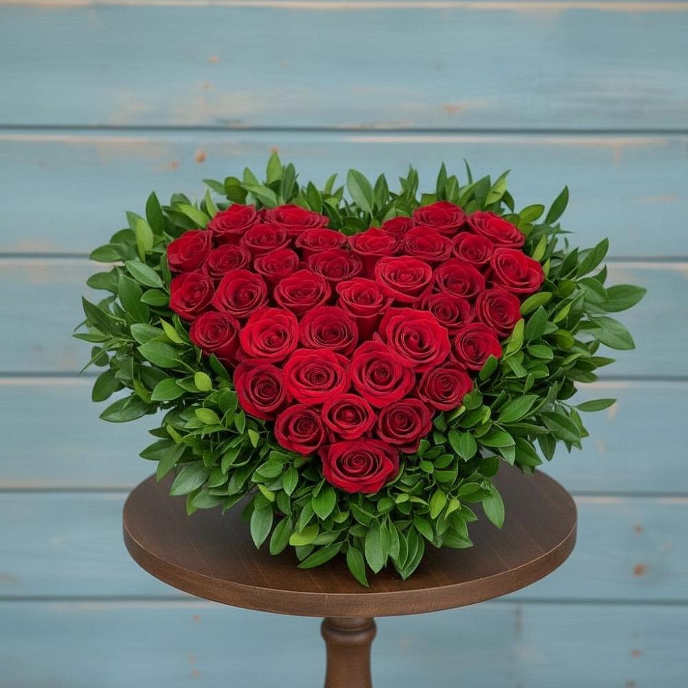 Цветочная композиция из Розы в виде сердца в Скобелевской Краснодарский край