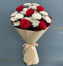 Букет цветов из:  Розы и Хризантемы в Скобелевской Краснодарский край