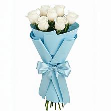 Букет 7 белых роз Проуд #REPLACE_PRED# Скобелевской Краснодарский край